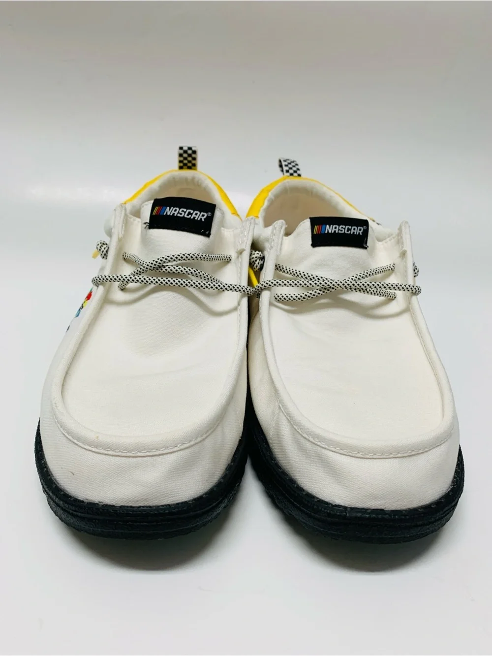 HEYDUDE x NASCAR Wally Daytona Slip-On Men's Shoes Size 10 White Multi Color